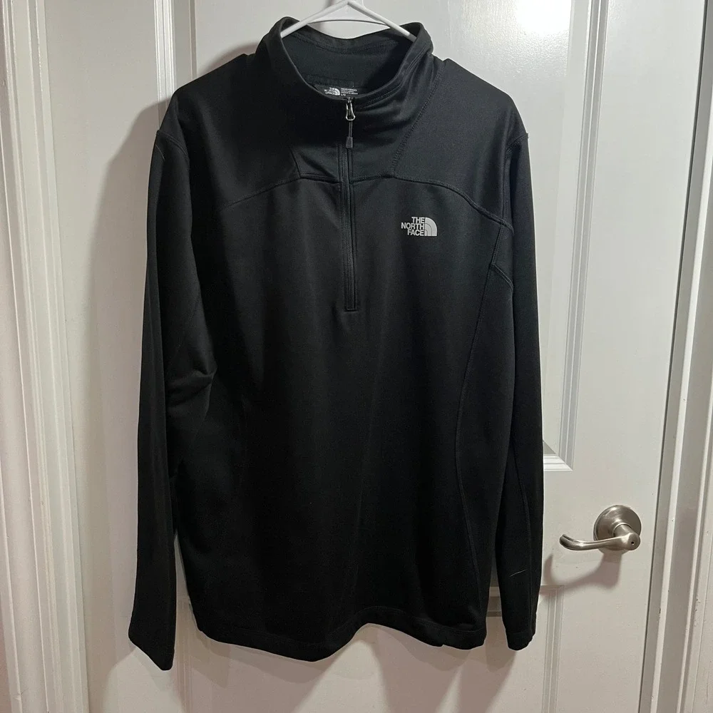 The North Face Mens Quarter Zip Pullover Black Activewear Fleece Jacket Large